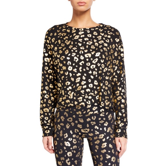 Terez Metallic Foil Cheetah-Print Sweatshirt NWT - Picture 5 of 7
